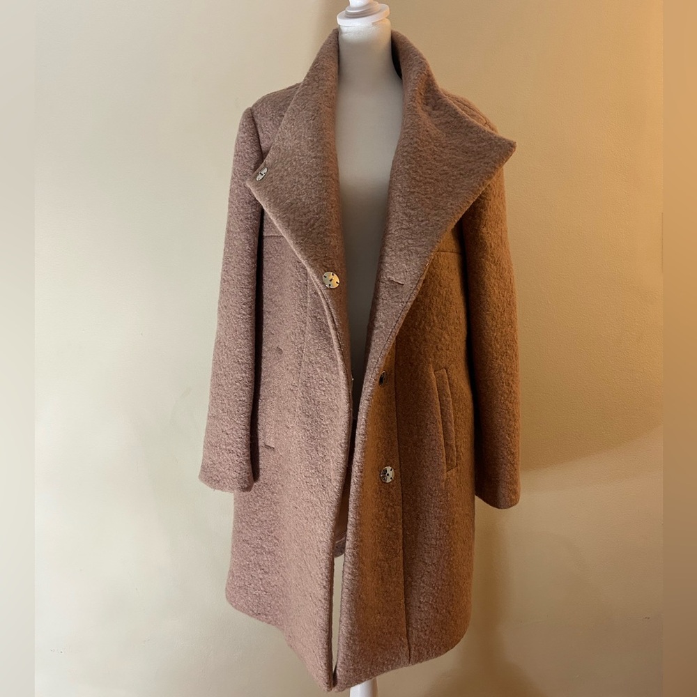 Kenneth Cole rose colored wool pink mauve coat